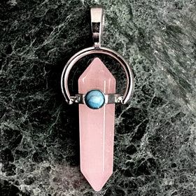 Rose Quartz Pendant & Turquoise Cabochon - New Earth Gifts and Beads