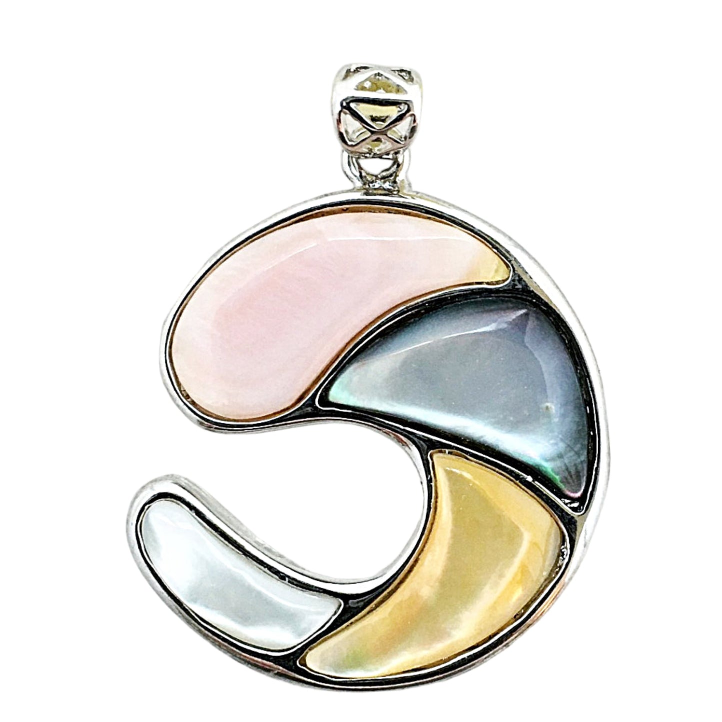 Mother of Pearl Inlay Half Moon Pendant | New Earth Gifts