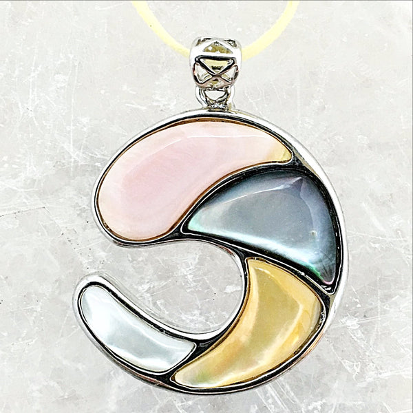 Mother of Pearl Inlay Half Moon Pendant | New Earth Gifts