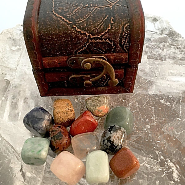 Treasure Chest of 12 Zodiac Tumbled Stones - New Earth Gifts and Beads